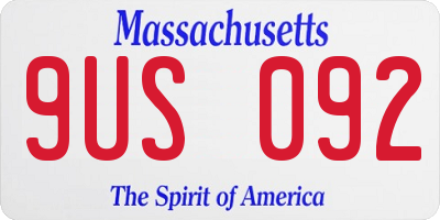 MA license plate 9US092