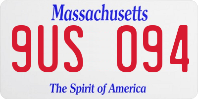 MA license plate 9US094