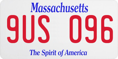 MA license plate 9US096