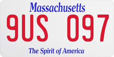 MA license plate 9US097