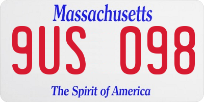 MA license plate 9US098