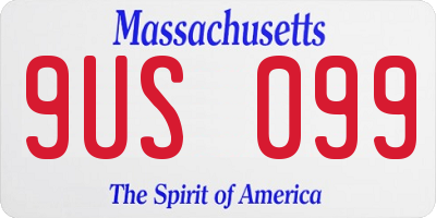 MA license plate 9US099