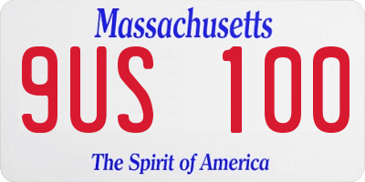MA license plate 9US100