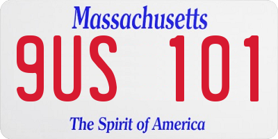 MA license plate 9US101