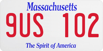 MA license plate 9US102
