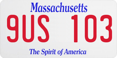 MA license plate 9US103