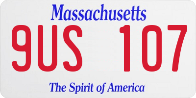 MA license plate 9US107