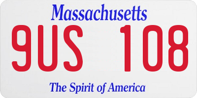 MA license plate 9US108
