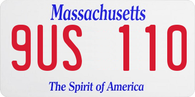 MA license plate 9US110