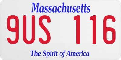 MA license plate 9US116