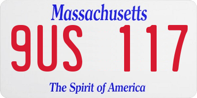 MA license plate 9US117
