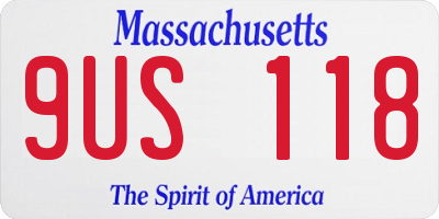 MA license plate 9US118
