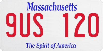 MA license plate 9US120