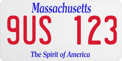 MA license plate 9US123