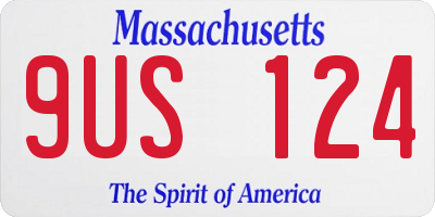 MA license plate 9US124