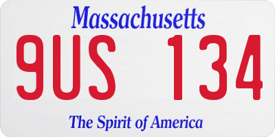 MA license plate 9US134