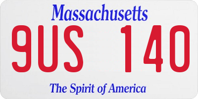 MA license plate 9US140