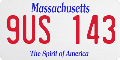 MA license plate 9US143