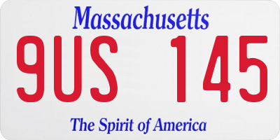 MA license plate 9US145