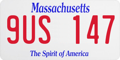 MA license plate 9US147