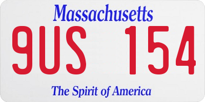 MA license plate 9US154