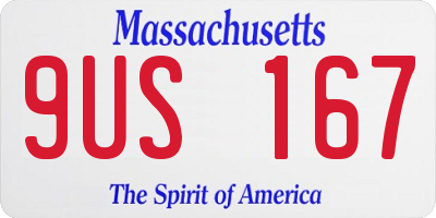 MA license plate 9US167