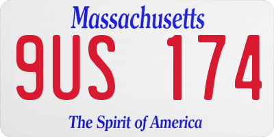 MA license plate 9US174