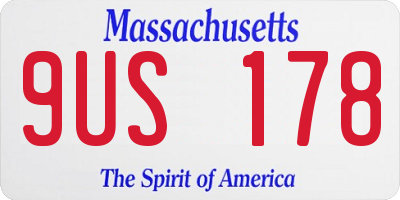 MA license plate 9US178