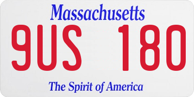 MA license plate 9US180