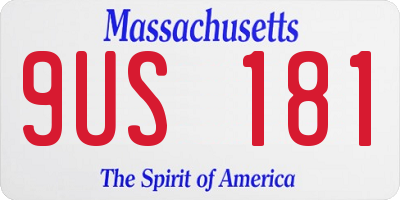 MA license plate 9US181
