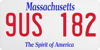 MA license plate 9US182