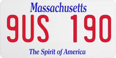 MA license plate 9US190