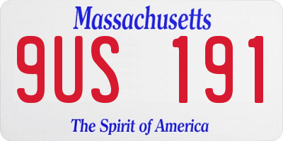 MA license plate 9US191