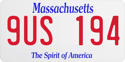 MA license plate 9US194