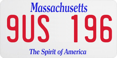 MA license plate 9US196