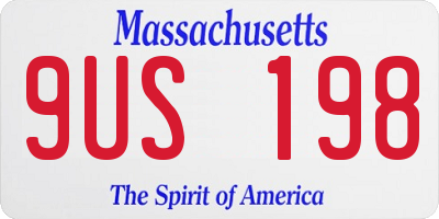 MA license plate 9US198