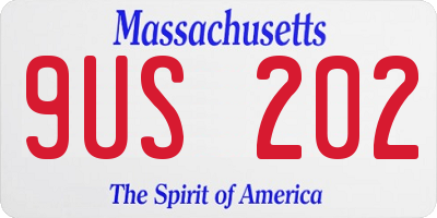 MA license plate 9US202