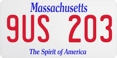 MA license plate 9US203