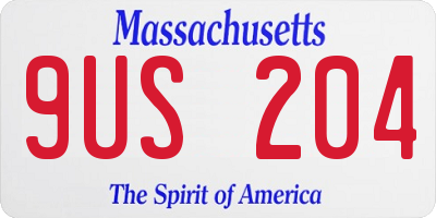 MA license plate 9US204