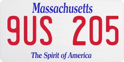 MA license plate 9US205