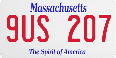 MA license plate 9US207