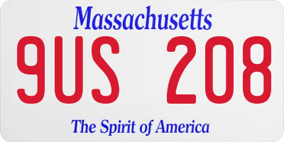 MA license plate 9US208