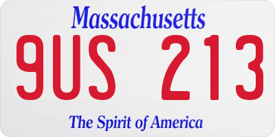 MA license plate 9US213