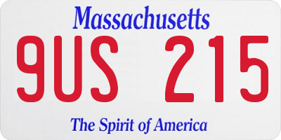 MA license plate 9US215