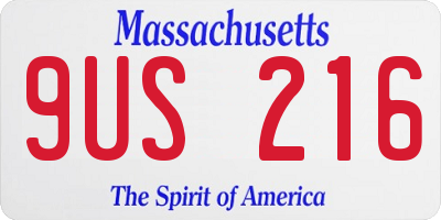 MA license plate 9US216