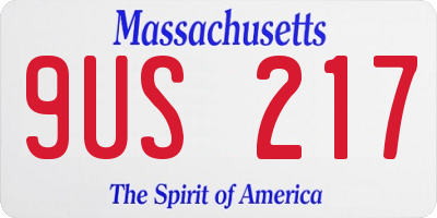 MA license plate 9US217