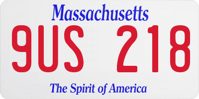 MA license plate 9US218