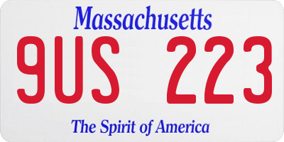 MA license plate 9US223