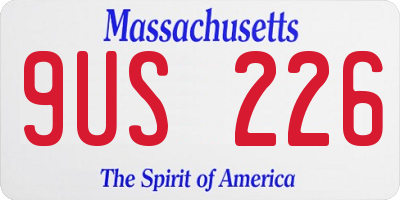 MA license plate 9US226