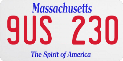 MA license plate 9US230